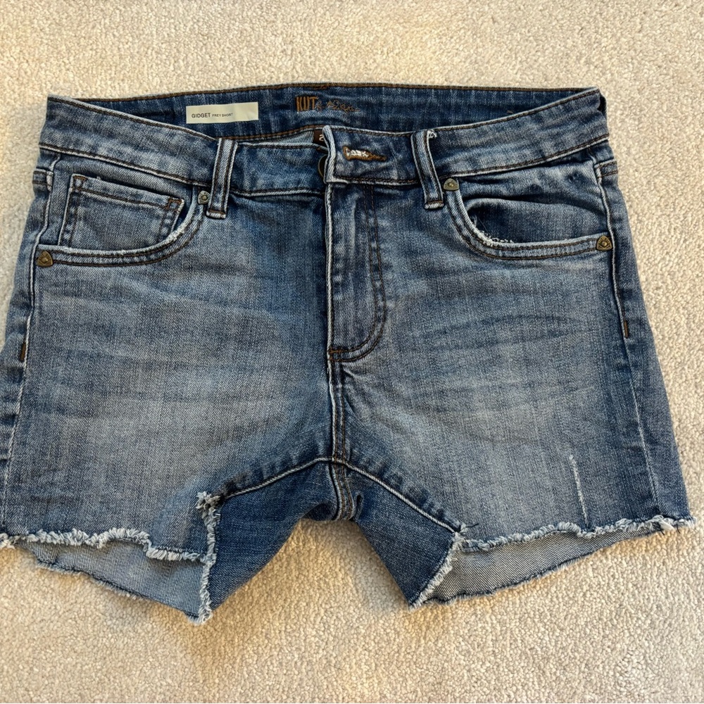Kut from the Kloth Distressed Medium Blue Denim Shorts